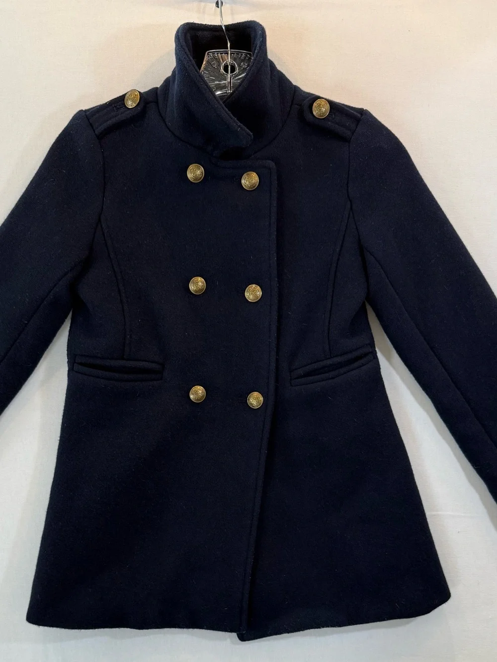 GAP Navy Double-Breasted Pea Coat with Gold Buttons
